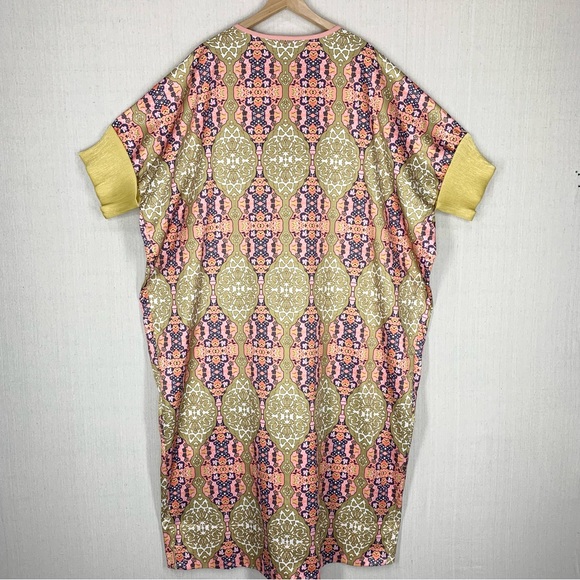 FloryDay~Kaftan/Maxi Dress~Pink w/Gold Metallic‎ Accents~Sz M - Picture 7 of 11